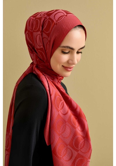 Imannoor Dama Desen Kiremit Naia Pamuk Şal 70x200 Kiremit
