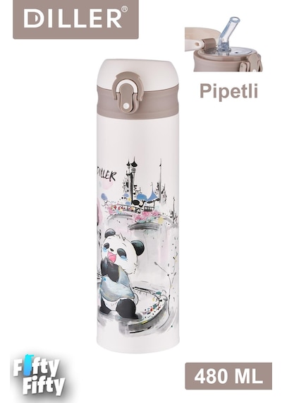 Dıller 480 Ml Pipetli Paslanmaz Çelik Termos Vacum Cup Kilitli Kapak -ffdıllerd9248 Çok Renkli