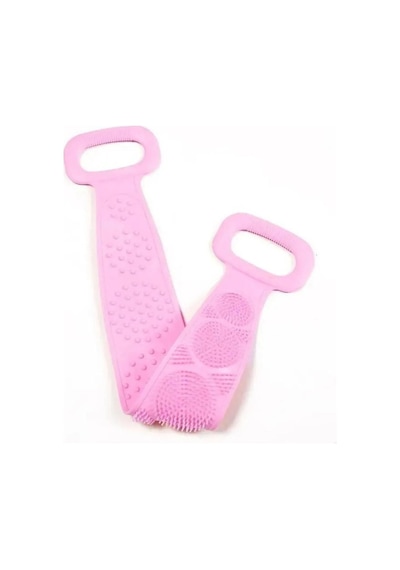 3b Trend Çift Taraflı Silikon Banyo Kesesi Pembe Esnek Vücut Temizleme Ve Masaj Bandı, Sırt Kesesi
