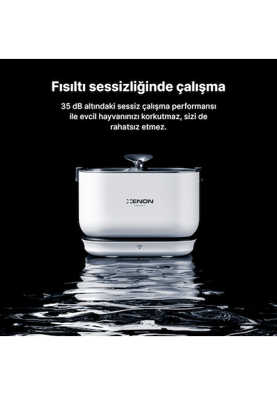 Xenon Smart Kedi Su Pınarı | Bataryalı, Çelik Su Tepsili, Kablosuz, Sensörlü, 5200mAh, 2.5Lt, Su Çeşmesi (X8653)