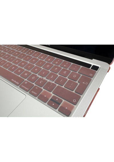 Apple Uyumlu MacBook Pro Klavye Koruyucu 13inç M1-m2 Türkçe Q Touchbarlı A2251 A2289 A2338 A2141 İle Pembe Altın