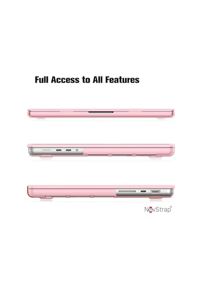 Novstrap Apple Macbook Pro 16 İnç M3/m3 Pro/m3 Max A2991 İle Uyumlu Kılıf Sert Parlak Koruma Kapak Pembe