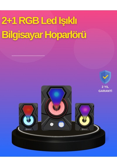 2.1 Kanal Rgb Led Oyun Hoparlörü Subwoofer Destekli