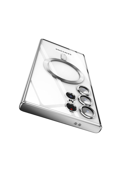Samsung Galaxy S25 Ultra İçin Magsafe İle Uyumlu Kılıf Kamera Lensli Korumalı Şeffaf Silikon Kapak Gümüş