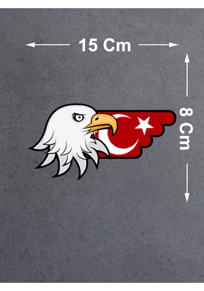 Kartal Ve Türk Bayrağı Sticker - Araba Oto Motosiklet Karavan Sticker - 00727 15x8 Cm