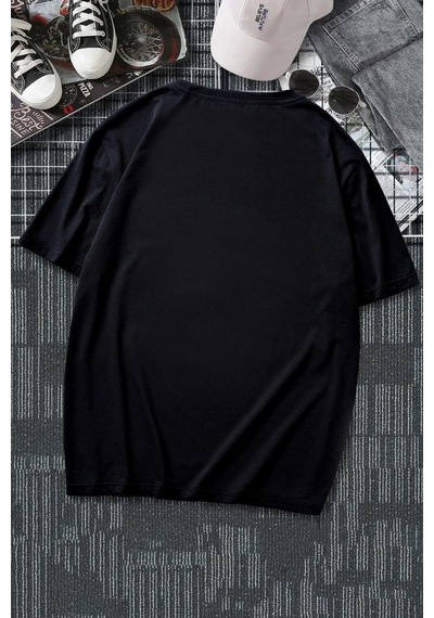 Unisex Jujutsu Kaisen Baskılı T-shirt Siyah