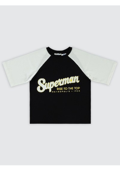 Süperman Erkek Çocuk Tişört 6-9 Yaş Siyah