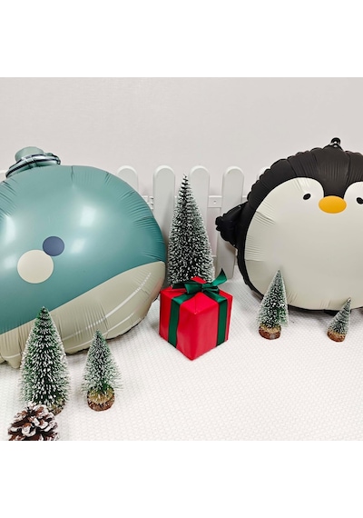 Penguen Folyo Balon 59x54 Cm Siyah Beyaz