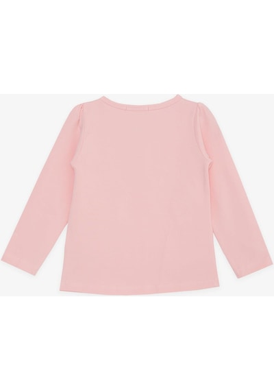 Breeze Kız Çocuk Uzun Kollu Tişört Güpürlü Fiyonklu 3-8 Yaş, Pembe-pembe Pembe
