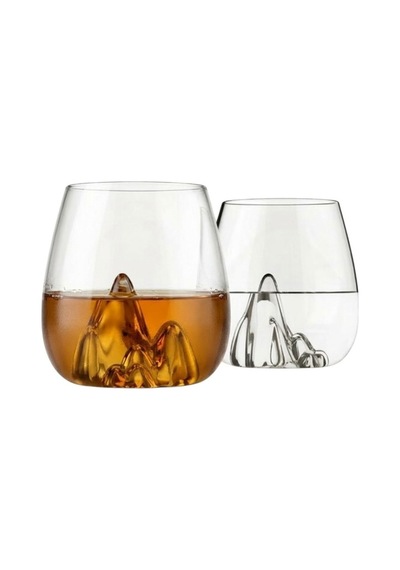 Japon Zen Stili Fuji Dağı Figürlü Camtasarım Viski & Bourbon Bardağı Şeffaf