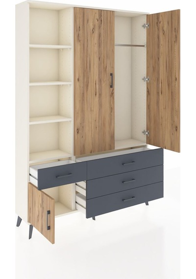 Arges Dolap 5 Raflı 4 Çekmeceli Tek Askılı 132x30x195 Aytaşı-çam/antrasit Atlas Çam/antrasıt Arges Dolap 5 Raflı 4 Çekmeceli Tek Askılı 132x30x195 Aytaşı-çam/antrasit Atlas Çam/antrasıt