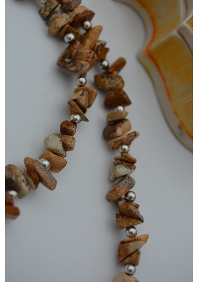 Stoneage Jasper Taşli  Kolye Siyah