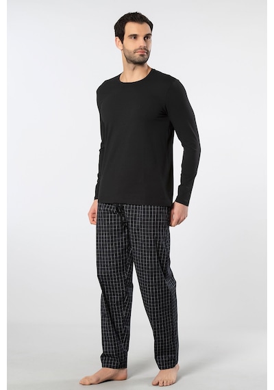Cacharel Erkek Poplin O Yaka Uzun Kollu Pijama Takım 2239/siyah 2 Lacivert