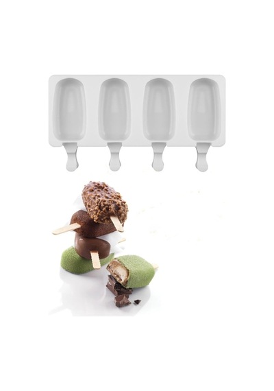 4' Lü Magnum Dondurma Kalıbı, Silikon Büyük Boy Beyaz Dondurma Kabı, Dondurmalık - Bpa Free