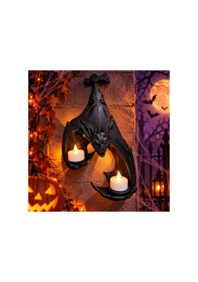 Halloween Yarasa Led Tea Light Duvar Lambası 30 Cm Cadılar Bayramı Dekoratif Gece Lambası Gothic Ev Dekoru Siyah Siyah