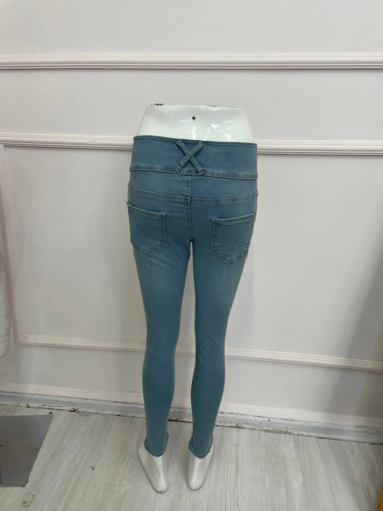 De'charme Yüksek Bel Likralı Jean Pantolon 90 Cm Yeşil