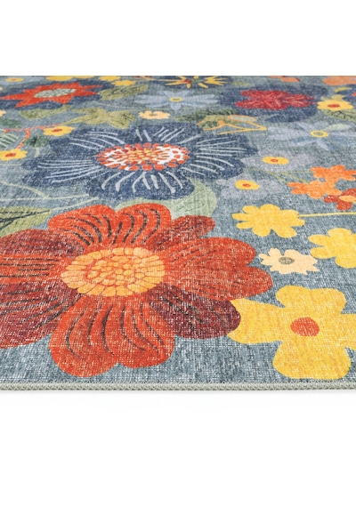 Cool Halı Coloris Çiçekli Renkli Halı Retro Floral Maximalist İnce Yazlık Dekoratif Genç Odası Halı