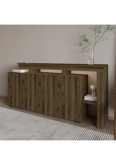 İnarch Dizayn Beliz Led Işıklı Modern Konsol 170 Cm, 4 Kapaklı Ve İç Raflı Depolama, Şık Tasarım Ceviz İnarch Dizayn Beliz Led Işıklı Modern Konsol 170 Cm, 4 Kapaklı Ve İç Raflı Depolama, Şık Tasarım Ceviz