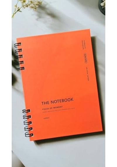 Fark Tanıtım Spiralli 80 Yaprak Çizgisiz A5 Defter, Not Defteri, Okul Defteri, 4 Farklı Renk Seçeneği 04 Orange Coral Açık Gri