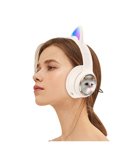 Exenar SW90 Bluetooth 5.3 Kablosuz Kız Ve Erkek Çocuklar İçin Kedi Kulak Üstü Kulaklık