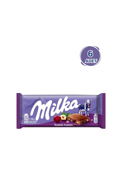 Milka Fındıklı & Üzümlü Tablet Çikolata 80g - 6 Adet