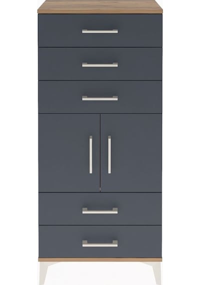 Arges Dolap Tek Raflı 5 Çekmeceli 2 Kapaklı 60x30x134 Çam-antrasit Atlas Çam