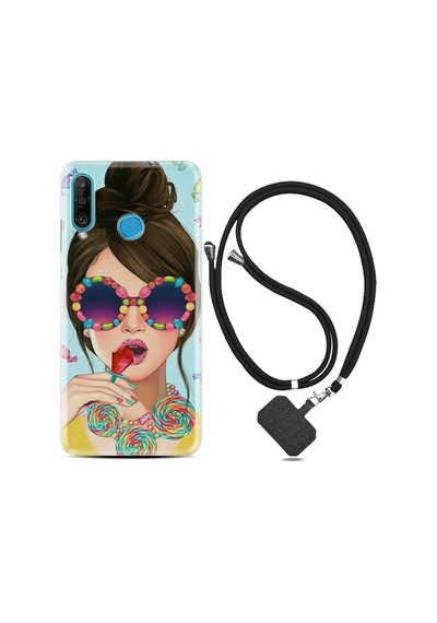 Huawei P30 Lite Kılıf Boyun Askılı Sugar And Woman 1418