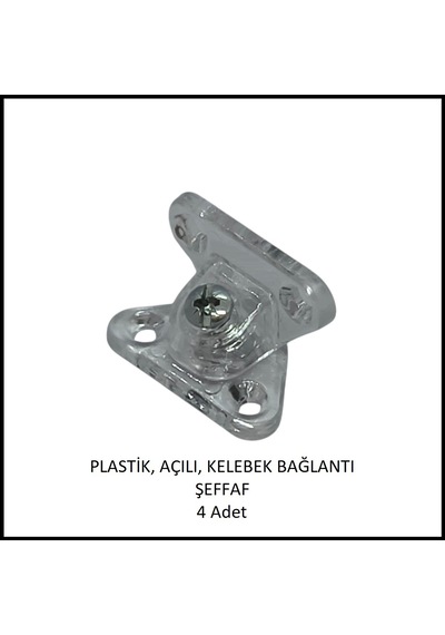 Plastik, Açılı, Kelebek Bağlantı 40 Mm, Şeffaf 4 Adet