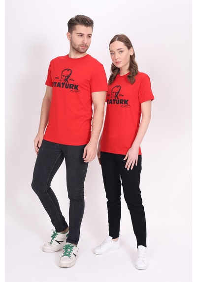 Toontoy Unisex Atatürk Baskılı Tişört Kırmızı