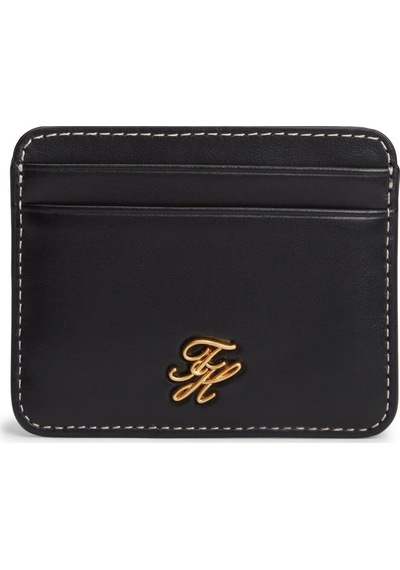 Th Scrıpt Leather Cc Holder SİYAH