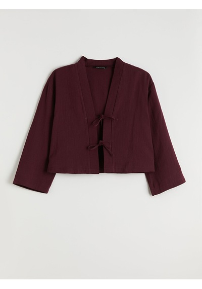 Lcw Modest Mürdüm V Yaka Oversize Müslin Kadın Kimono