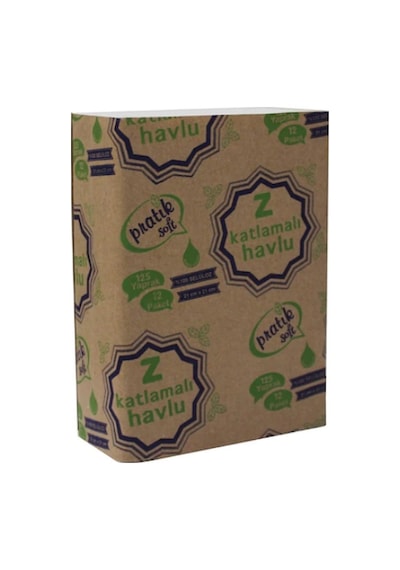 Pratiksoft Z Katlama Dispenser Havlu 125'li 12 Paket 21 x 21 CM