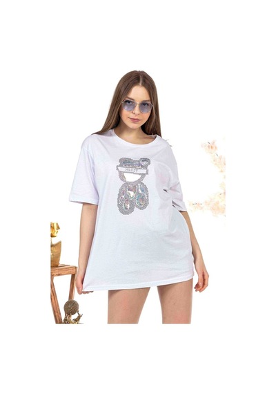 Kadın Oversize Taş Işlemeli Ayıcık Baskılı Tshirt (534304779) Kadın Oversize Taş Işlemeli Ayıcık Baskılı Tshirt (534304779)