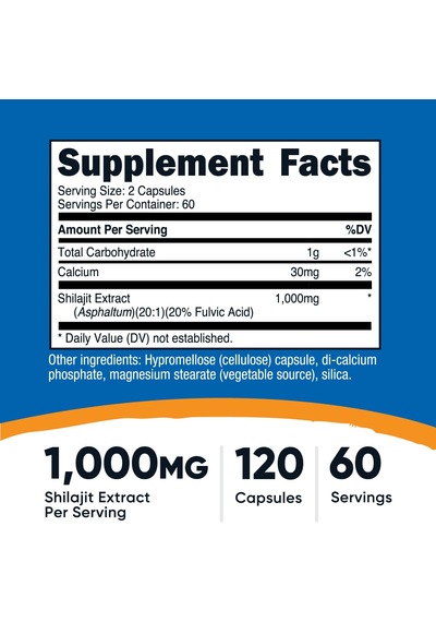 Nutricost Shilajit Extract With Naturally Occuring Fulvic Acid 120 Caps Aromasız