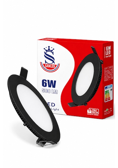 6w Tasarruflu Led Yuvarlak Siyah Kasa Gün Işığı Sıva Altı Panel Aydınlatma Armatürü 3 Adettir