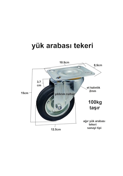 Yük Arabası 125 Tekerlek Sanayi Tipi Tekerlek Büyük Sağlam Kalite