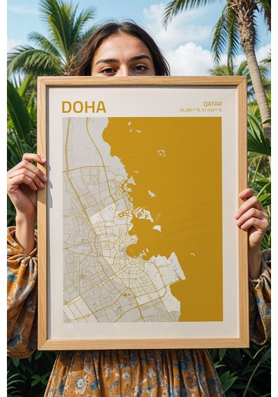 Doha Katar Qatar Şehir Haritası Çerçeveli Tablo Lüks Salon Ofis Duvar Dekorasyonu Hediyelik Tablo Kayın Doha Katar Qatar Şehir Haritası Çerçeveli Tablo Lüks Salon Ofis Duvar Dekorasyonu Hediyelik Tablo Kayın