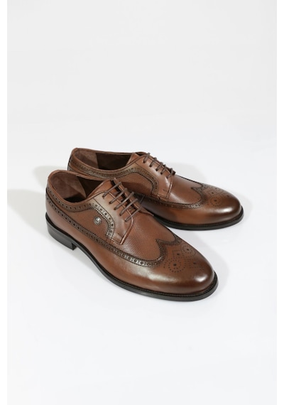 Dgn 1074 Erkek Bağcikli Klasik Oxford Ayakkabi Taba