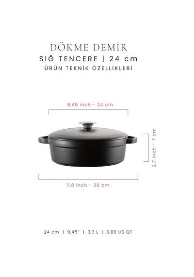 Voeux 24 Cm Sığ Tencere - Mat Siyah