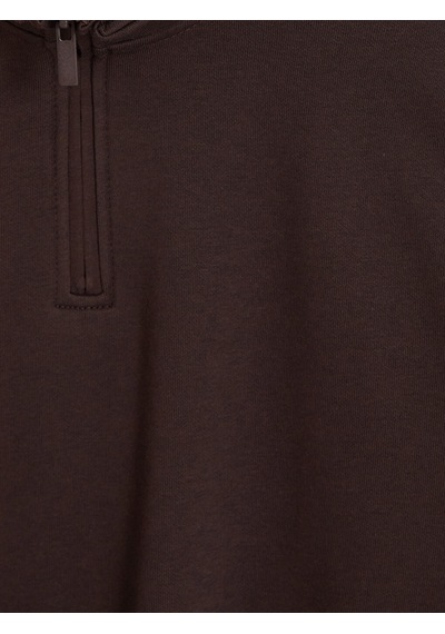 Lcwaıkıkı Classic Kahverengi Dik Yaka Erkek Kalın Sweatshirt