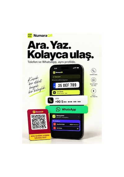 Qr Kodlu Numaratör Araç Ve Motosiklet İçin Qr Etiket Park Numaratörü 8,5x5,5 Cm Kırmızı Numaraqr
