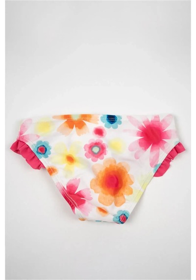 Adisia Kız Çocuk Fuşya Çiçek Desenli Fırfırlı Bikini Altı Fuşya