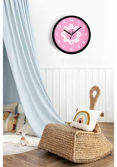 Gülümseyen Güneş Tasarımı Çocuk Odası Duvar Saati - 25cm - Önü Camlı Siyah Kasa - Sessiz Mekanizma-jh1103 Siyah