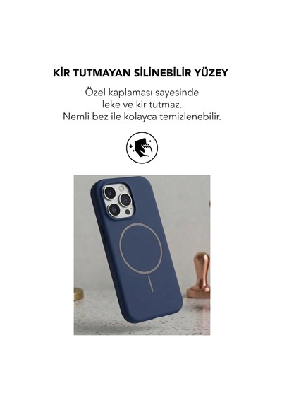 Apple İphone 16 Pro Max Uyumlu Magsafe Lansman Silikon Kılıf Lacivert