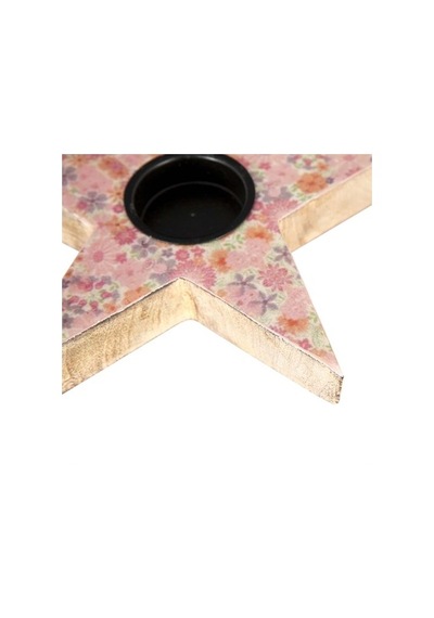 Vitale Şiva Çiçek Desenli Yıldız T-Light Pembe 17X4 CM Ak.Fq0011