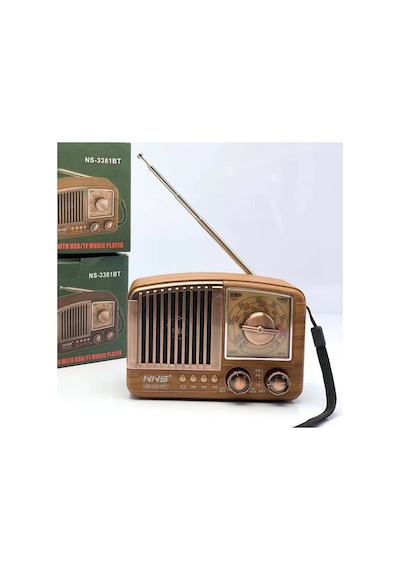 Ns-3381bt Mini Nostaljik Radyo Müzik Çalar Bluetooth Speaker Şarjlı Hafıza Kartı Ve Usb Girişli Mp3 Müzik Çalar Kablosuz Hoparlör Fm Radio