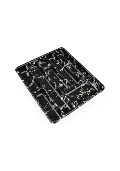 Küçük - Siyah - 7 Bölmeli Çekmece İçi Kaşıklık 36x32cm 4741 Ahşap