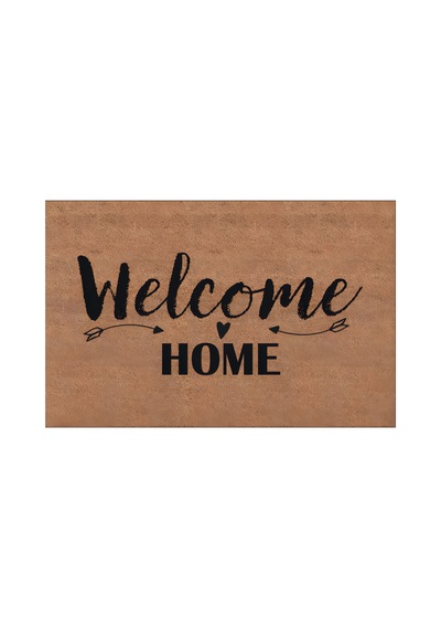 Kapı Önü Paspası Kaymaz Ağır Tabanlı Welcome Home Desen Dekoratif , Kolay Temizlenir 45x70 Cm Kod T9 Kahverengi