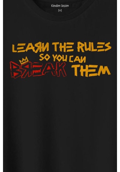Learn The Rules Break Them Basquiat Kuralları Yık Baskılı Tişört Unisex T-shirt 001