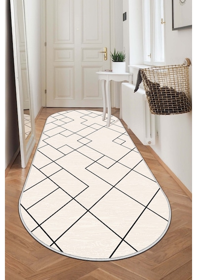 West Home Makinede Yıkanabilir Kaymaz Taban Leke Tutmaz Oval Yolluk Ev Dekorasyonu İçin Bej Kesme Yolluk 533 Beige Oval Yolluk